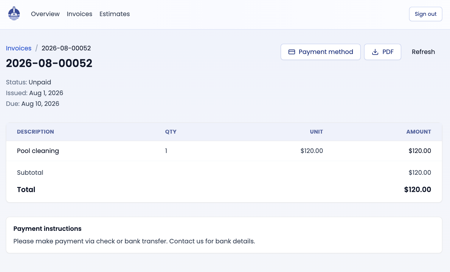 Customer invoices