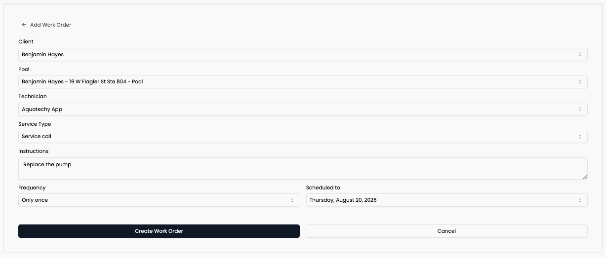 How to create a work order