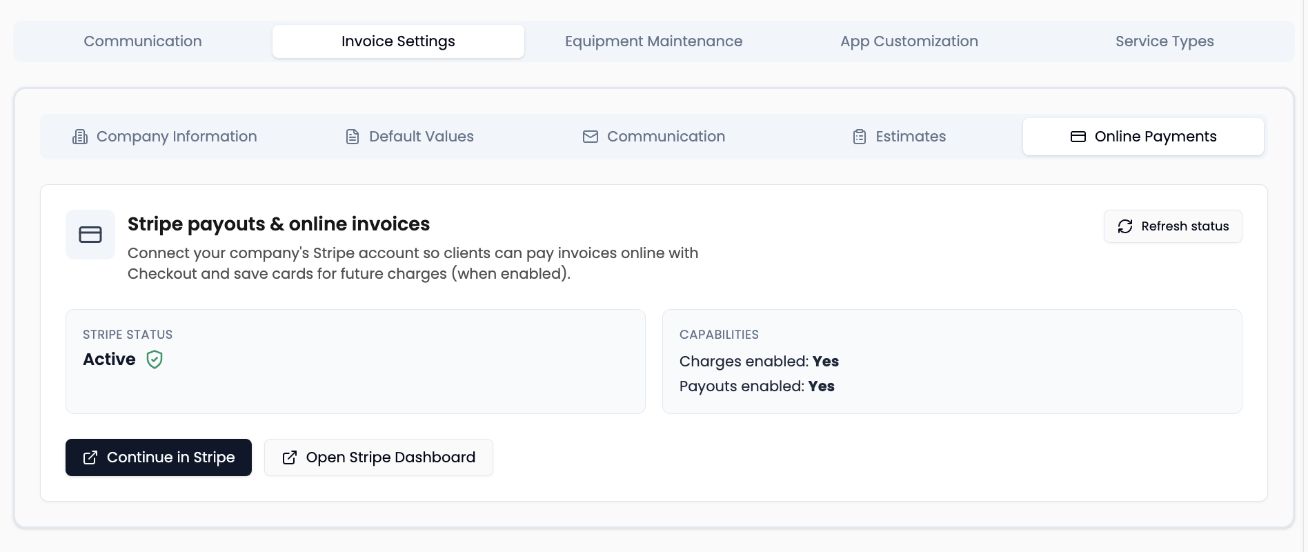 Stripe payments setup