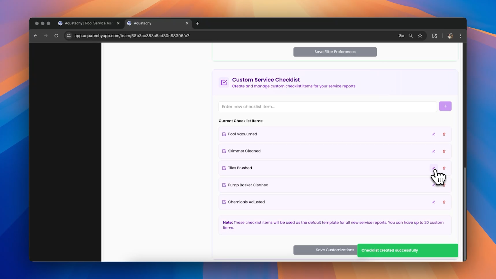 Custom Checklists