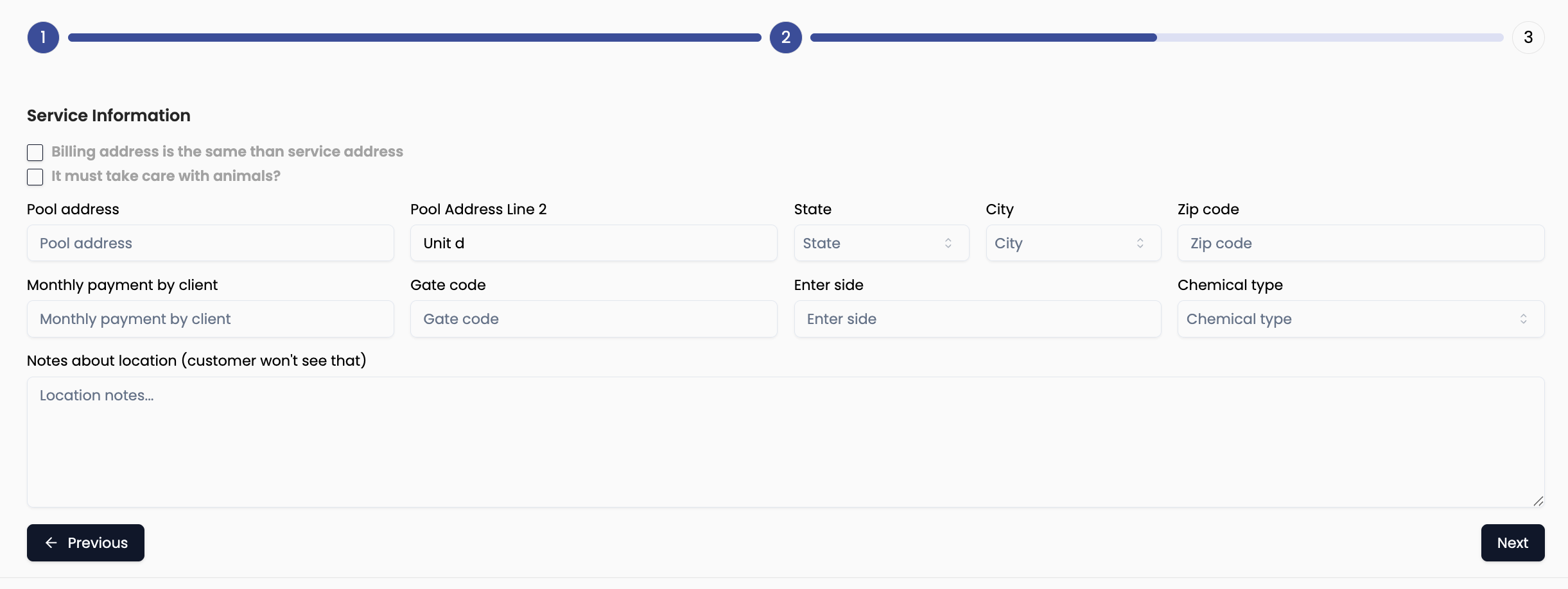 Pool — Service information